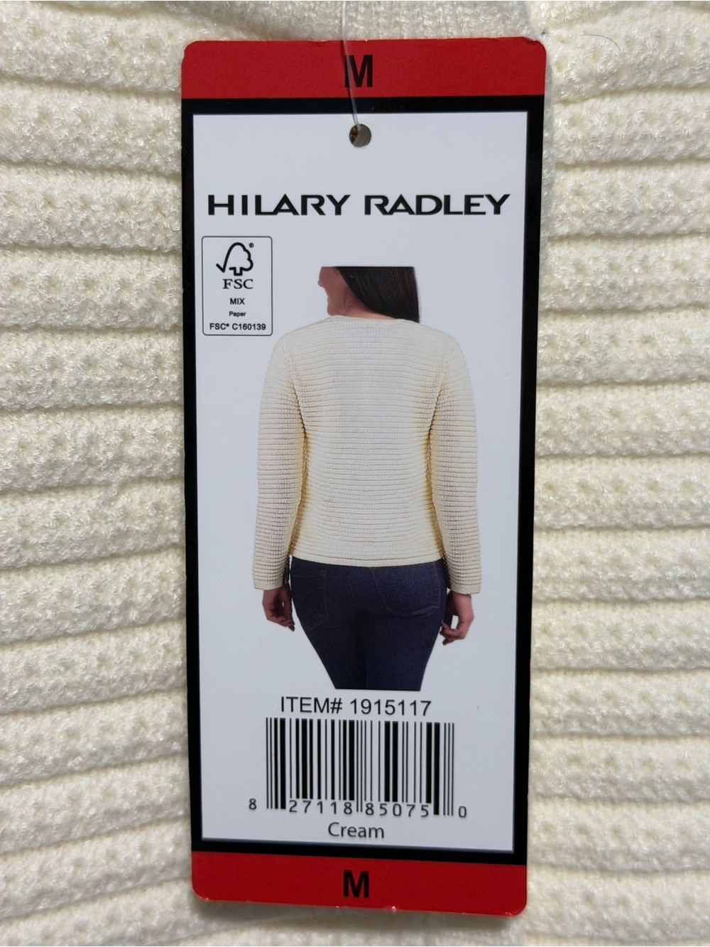 Hilary Radley Cream Button Front Cardigan NWT Size Medium - Picture 5 of 10